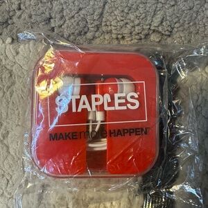 Staples Red Earbuds with Case